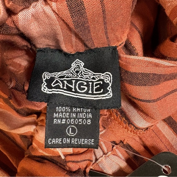 Angie Tie Waist Rust Colored Striped Wide Leg Palazzo Boho Trouser Pants Size L - Picture 8 of 13